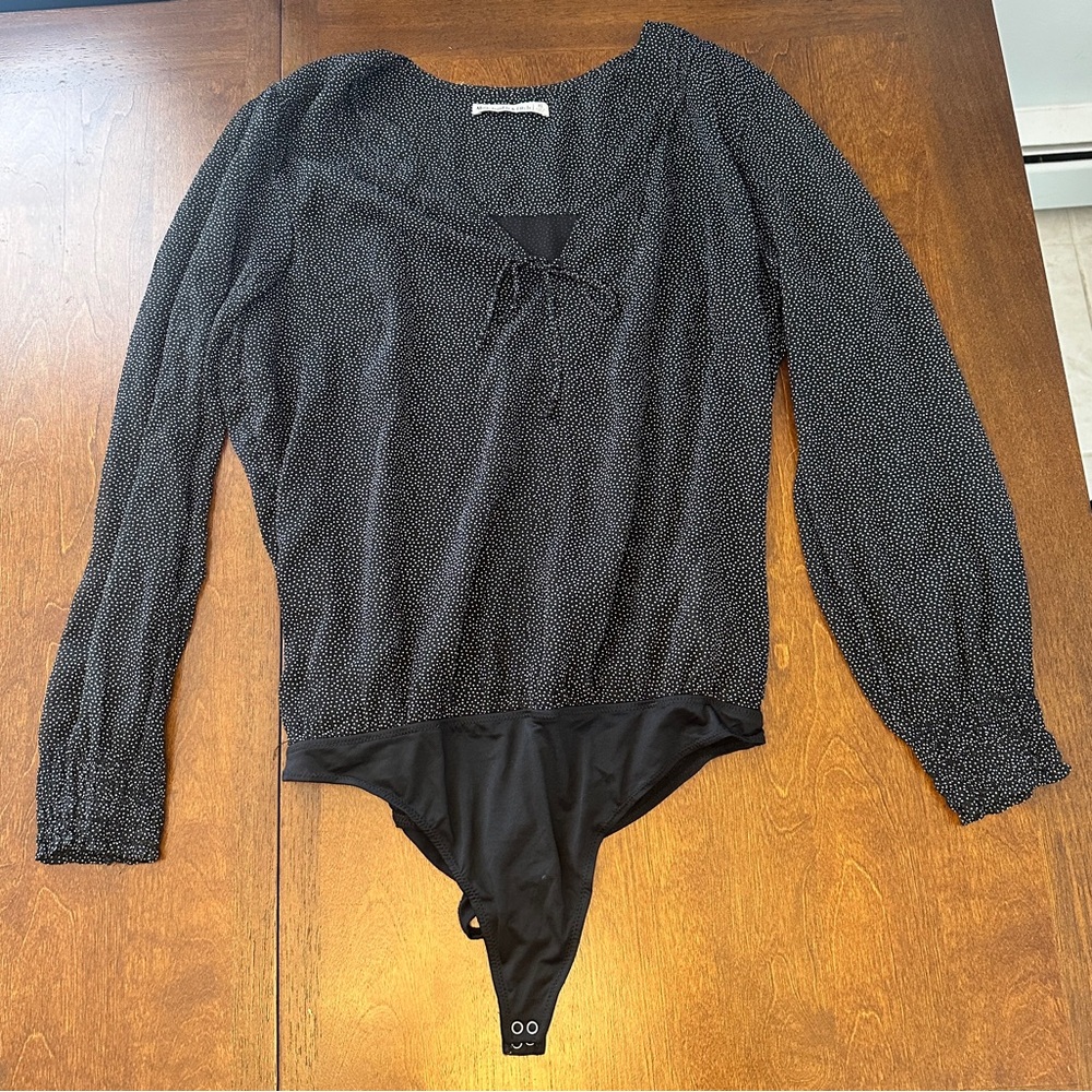 Abercrombie & Fitch Black Speckled Long Sleeve Bodysuit
